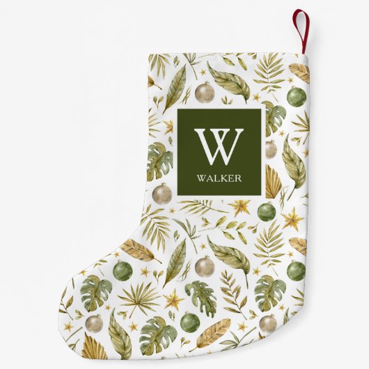 Tropisch monogram naam kleine kerstsok (Achterkant)
