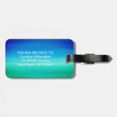 Tropisch Monogram Neon Beachy Blue Green Bagagelabel (Achterkant horizontaal)