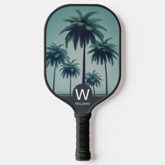 Tropisch monogram pickleball paddle (Voorkant)