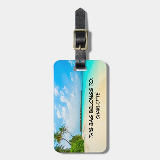 Tropisch Monogram Reizen Bagagelabels (Voorkant verticaal)