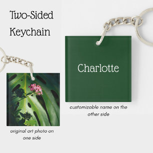 Tropisch Monstera blad, Aangepaste naam Botanisch Sleutelhanger
