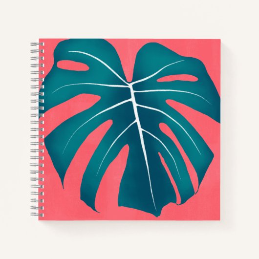 Tropisch Monstera blad op roze Notitieboek (Voorkant)