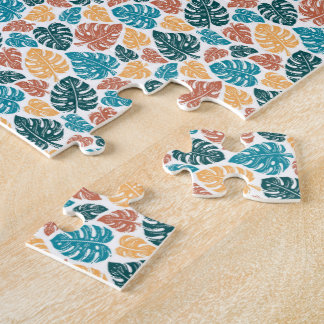 Tropisch Monstera Bladpatroon – Kleurrijke Natuur  Legpuzzel