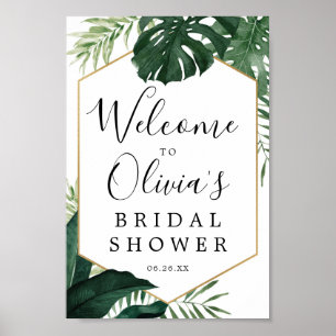 Tropisch Monstera Bruiloft Bridal Shower Welkomstb Poster