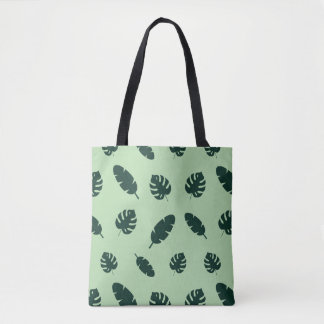 Tropisch Monstera en Palmbladeren Naadloos Patroon Draagtas