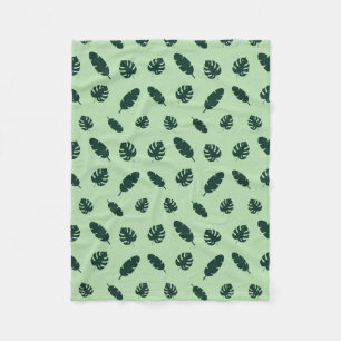 Tropisch Monstera en Palmbladeren Naadloos Patroon Fleece Deken
