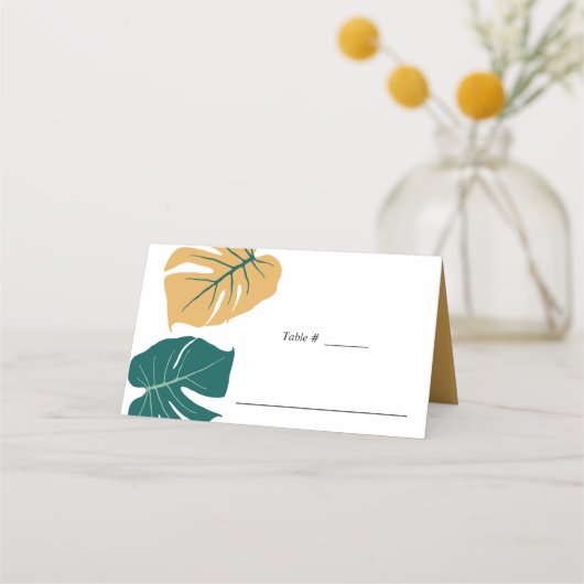 Tropisch Monstera Geel | Plaats van de wedtafel (Voorkant)