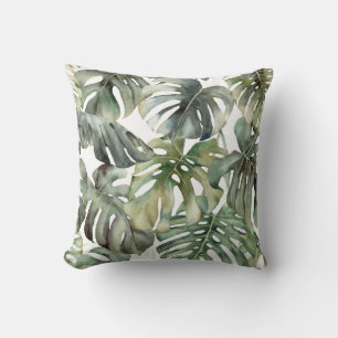 Tropisch Monstera groot Waterverf patroon Kussen