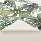Tropisch Monstera groot Waterverf patroon Sherpa Deken (3/4)