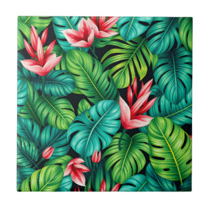 Tropisch Monstera Heliconia Jungle Patroon Tegeltje