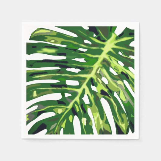 Tropisch Monstera Leaf Napkins - Exotische ventila Servet (Voorkant)