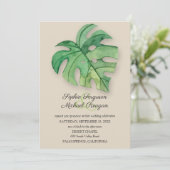 Tropisch Monstera Leaf op Tan Wedding Invites (Staand voorkant)