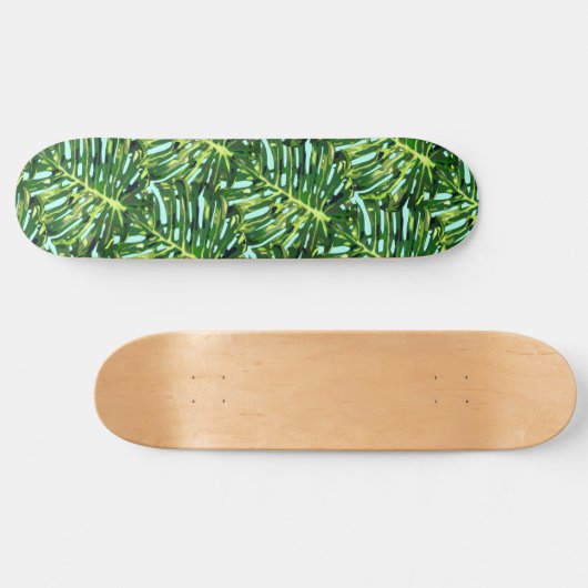 Tropisch Monstera Leaves Skateboard - Exotisch (Horizontaal)