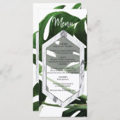 Tropisch Monstera Marble Wedding Menu (Voorkant / Achterkant)