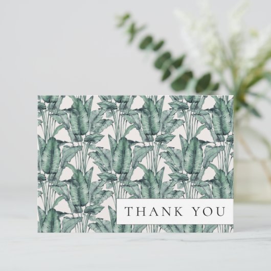 Tropisch Monstera Palm Leaf Bedankkaart (Staand voorkant)