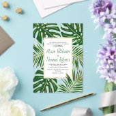 Tropisch monstera, palmbladeren groen goudhuwelijk acryl uitnodigingen (Insitu (Huwelijk))