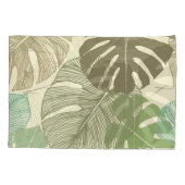 Tropisch Monstera Retro Hand-getrokken Patroon Kussensloop (Achterkant)