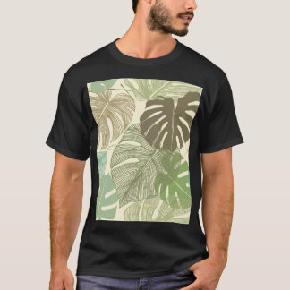 Tropisch Monstera Retro Hand-getrokken Patroon T-shirt