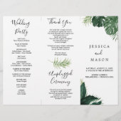 Tropisch Monstera Tri-Fold Wedding Programme Flyer (Voorkant)