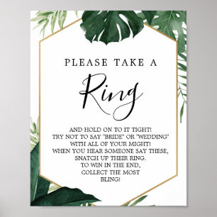 Tropisch monstera Vrijgezellenfeest Ringspel Poster