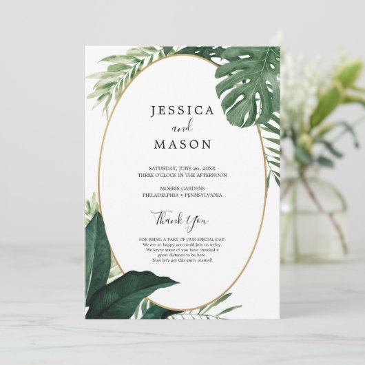 Tropisch Monstera Wedding Program Programma (Staand voorkant)