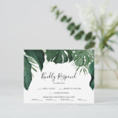 Tropisch Monstera Wedding RSVP Briefkaart (Staand voorkant)