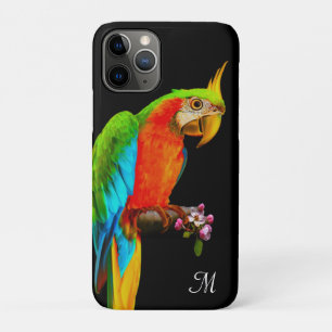 Tropisch Multicolored Macaw Bird & Monogram iPhone 11 Pro Hoesje