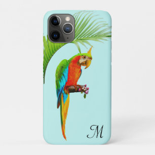 Tropisch Multicolored Macaw Bird & Monogram iPhone 11 Pro Hoesje