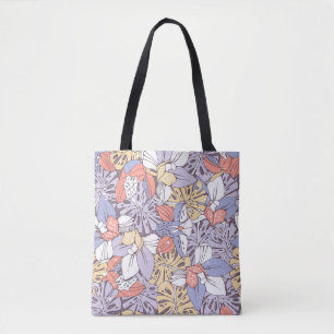 Tropisch naadloos patroon met orchidee en monstera draagtas