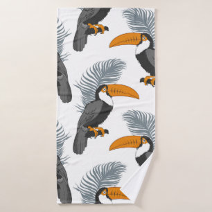 Tropisch naadloos patroon met toucans en bladeren. badhanddoek
