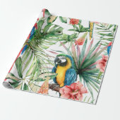 tropisch naadloos patroon van waterverf met papega cadeaupapier (Uitgerold)