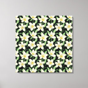 Tropisch naadloos patroon witte bloemen groen blad canvas afdruk