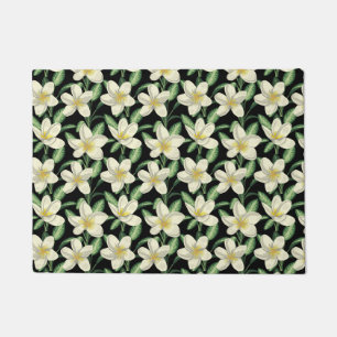 Tropisch naadloos patroon witte bloemen groen blad deurmat