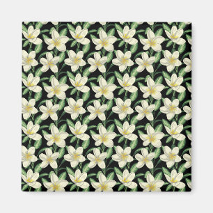 Tropisch naadloos patroon witte bloemen groen blad magneet