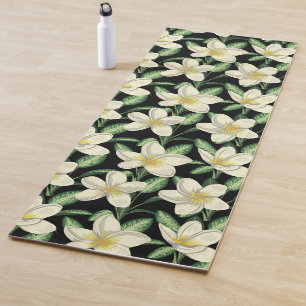 Tropisch naadloos patroon witte bloemen groen blad yogamat
