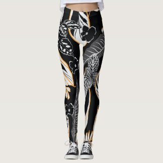 Tropisch Nachtblad: Donker  Patroon Leggings