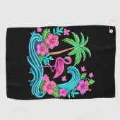 Tropisch Neon Flamingo Golfhanddoek (Horizontaal)