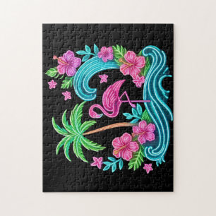Tropisch Neon Flamingo Legpuzzel