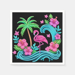 Tropisch Neon Flamingo Servet