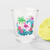 Tropisch Neon Flamingo Shot Glas (Voorkant)