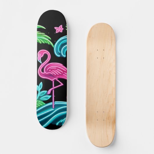 Tropisch Neon Flamingo Skateboard (Voorkant)