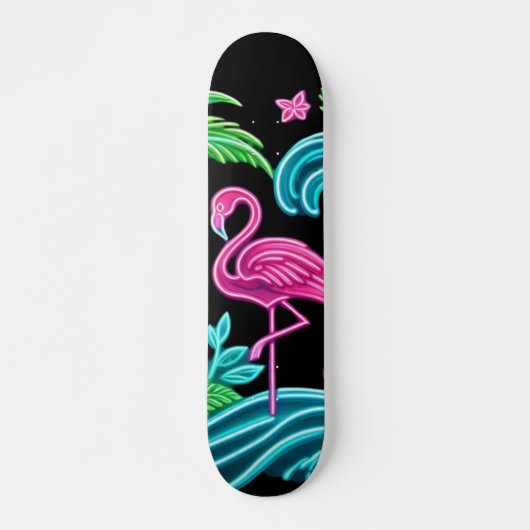 Tropisch Neon Flamingo Skateboard (Voorkant)