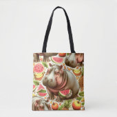  tropisch nijlpaardpatroon draagtas (Voorkant)