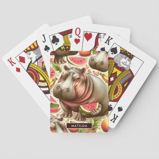 tropisch nijlpaardpatroon pokerkaarten (Achterkant)