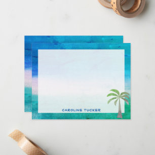 Tropisch Oceaan Strand Palmboom Briefpapier Notitiekaartje