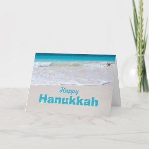 Tropisch Ocean Beach Hanukkah Wenskaart Feestdagen Kaart