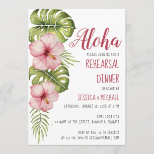 Tropisch Oefendiner  Aloha Bloemenaquarel Kaart
