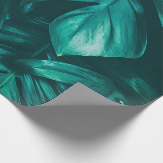 tropisch oerwoud bladerblad, donkergroene blad nat cadeaupapier (Hoek)