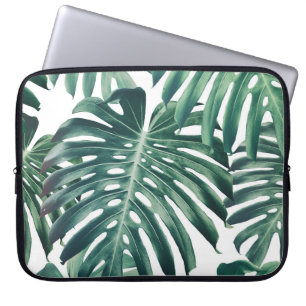Tropisch Oerwoud bladeren bloemenachtergrond Laptop Sleeve