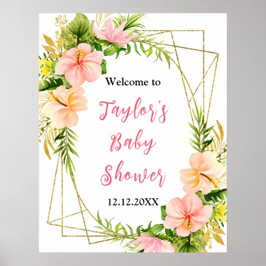 Tropisch Oerwoud Bloemen Baby shower Welkomstbord Poster (Voorkant)